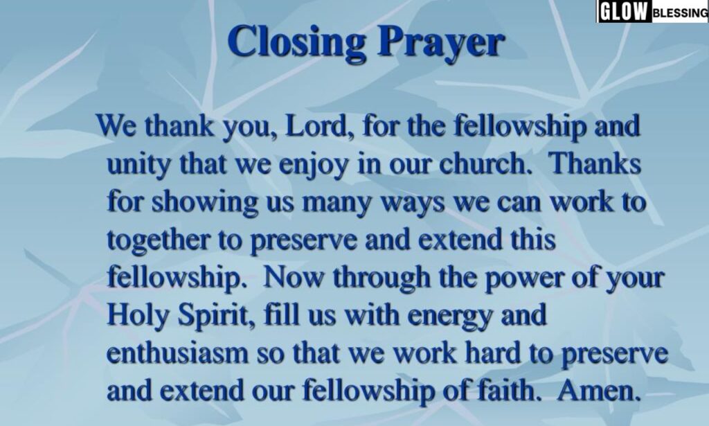 Closing Prayers for Church Fellowship